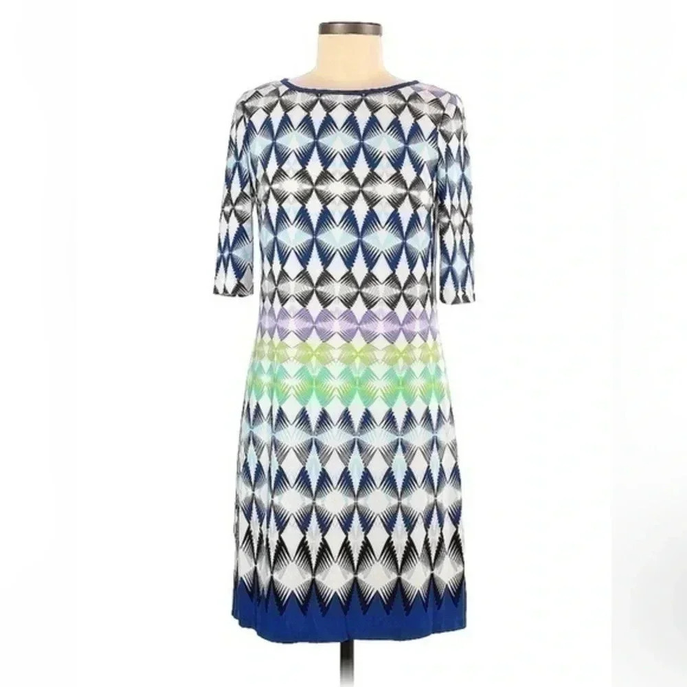 Eliza J | Multicolor Abstract 3/4 Sleeve Cocktail Dress Size 6 Small S